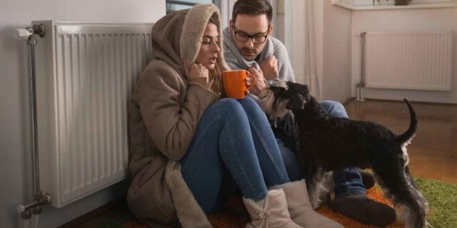cold couple with broken heating system