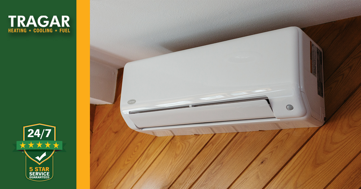 Ductless mini split on a paneled wall